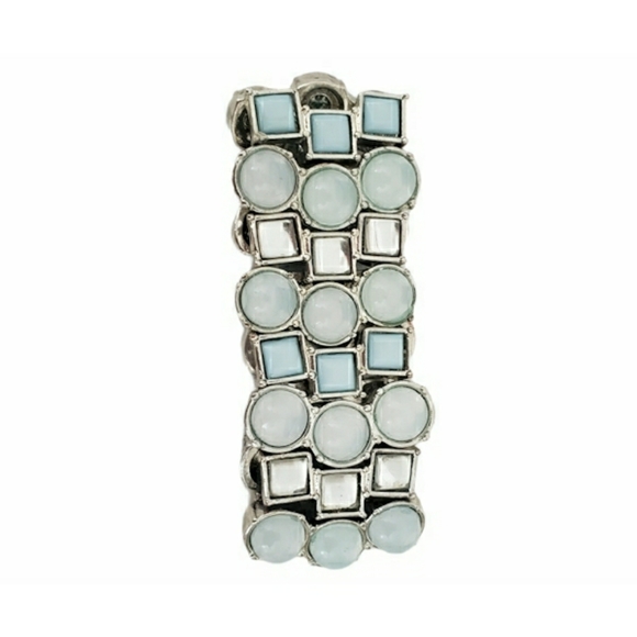 Blue Faux Moonstone Stretch Bracelet - Picture 3 of 4